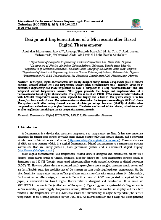 (PDF) Design and Implementation of a Microcontroller Based Digital ...