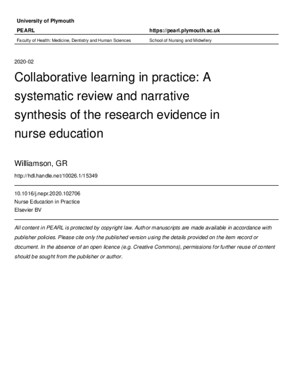 (PDF) Collaborative learning in practice: A systematic review and ...