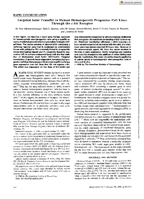 (PDF) Targeted gene transfer to human hematopoietic progenitor cell ...