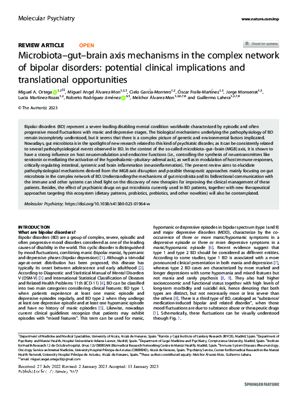 (PDF) Microbiota–gut–brain axis mechanisms in the complex network of ...