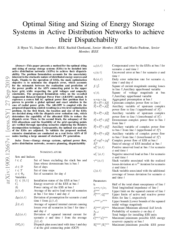 (PDF) Optimal Siting and Sizing of Energy Storage Systems in Active ...
