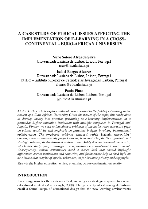(PDF) A Case Study of Ethical Issues Affecting the Implementation of E ...