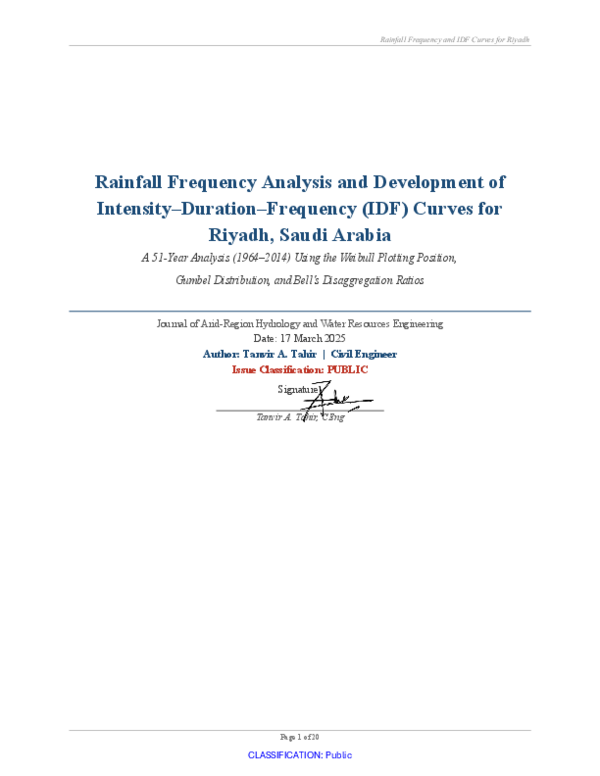 (PDF) A 51 years Rainfall Frequency Analysis and Development of ...