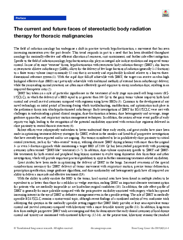 (PDF) The current and future faces of stereotactic body radiation ...