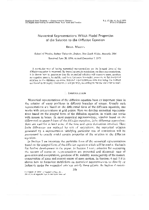 (PDF) Numerical representations which model properties of the solution ...