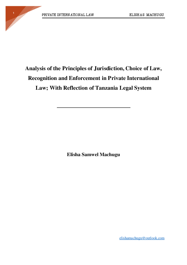 (PDF) Analysis of the Principles of Jurisdiction, Choice of Law ...