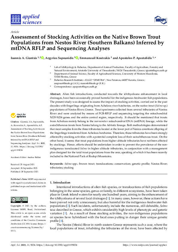 (PDF) Assessment of Stocking Activities on the Native Brown Trout ...