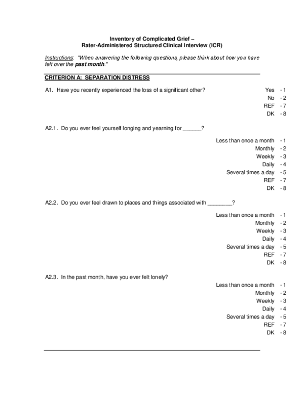 (PDF) Inventory of Complicated Grief