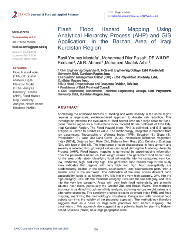 (PDF) Flash Flood Hazard Mapping Using Analytical Hierarchy Process ...