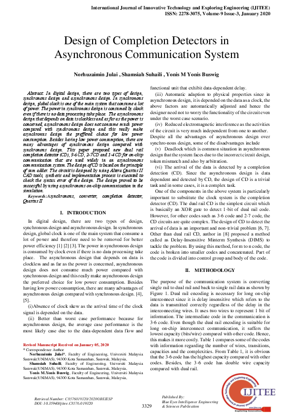 (PDF) Design of Completion Detectors in Asynchronous Communication System