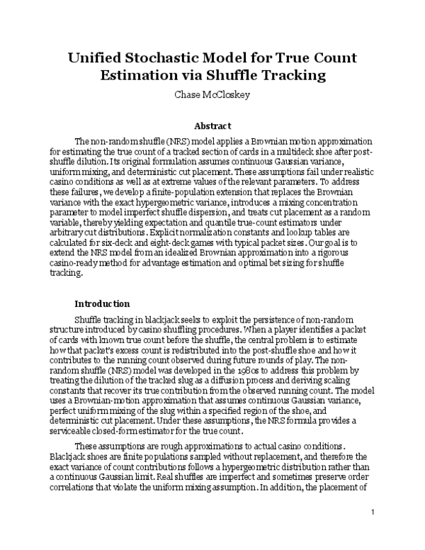 (PDF) Unified Stochastic Model for True Count Estimation via Shuffle ...