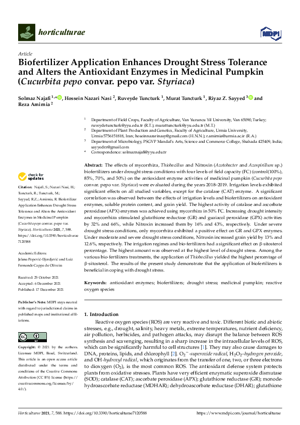 (PDF) Biofertilizer Application Enhances Drought Stress Tolerance and ...