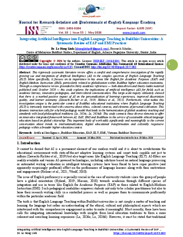 (PDF) Integrating Artificial Intelligence into English Language ...