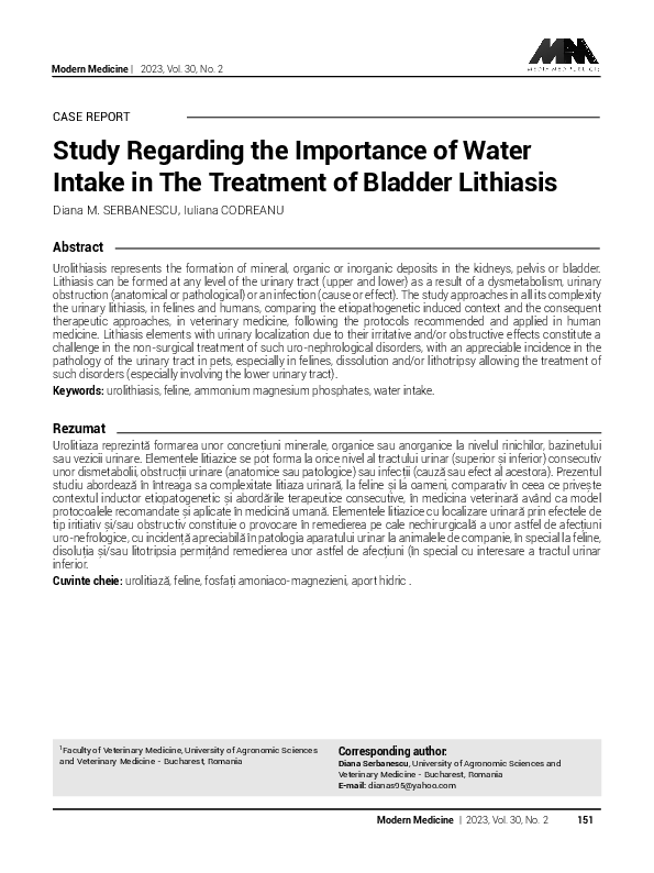 (PDF) Study Regarding the Importance of Water Intake in The Treatment ...
