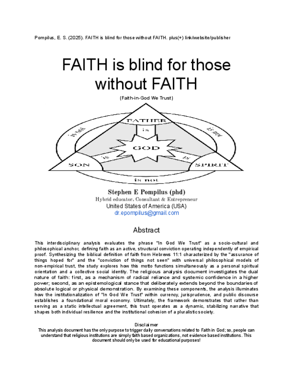 (PDF) FAITH IS BLIND FOR THOSE WITHOUT FAITH