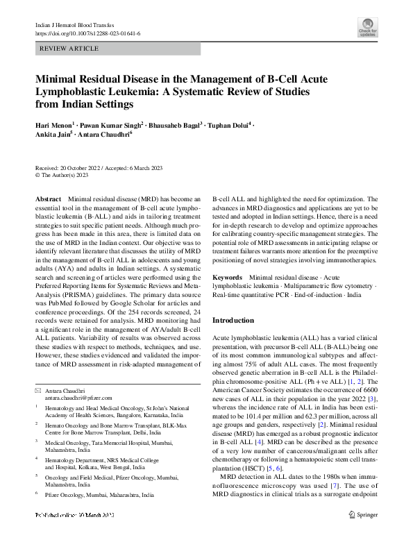 (PDF) Minimal Residual Disease in the Management of B-Cell Acute ...
