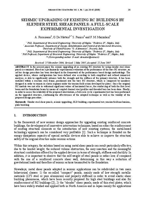 (PDF) Seismic Upgrading of Existing RC Buildings by Slender Steel Shear ...