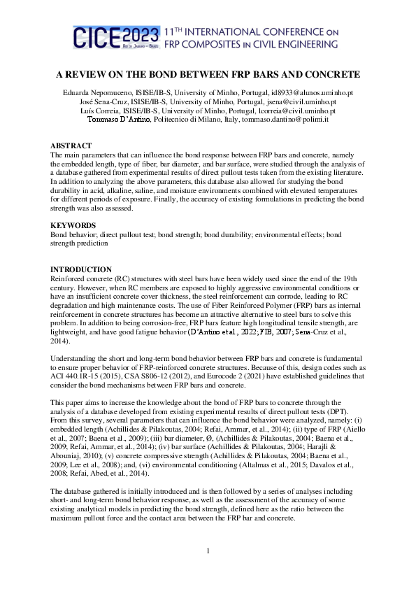 (PDF) A Review on the Bond Between FRP Bars and Concrete