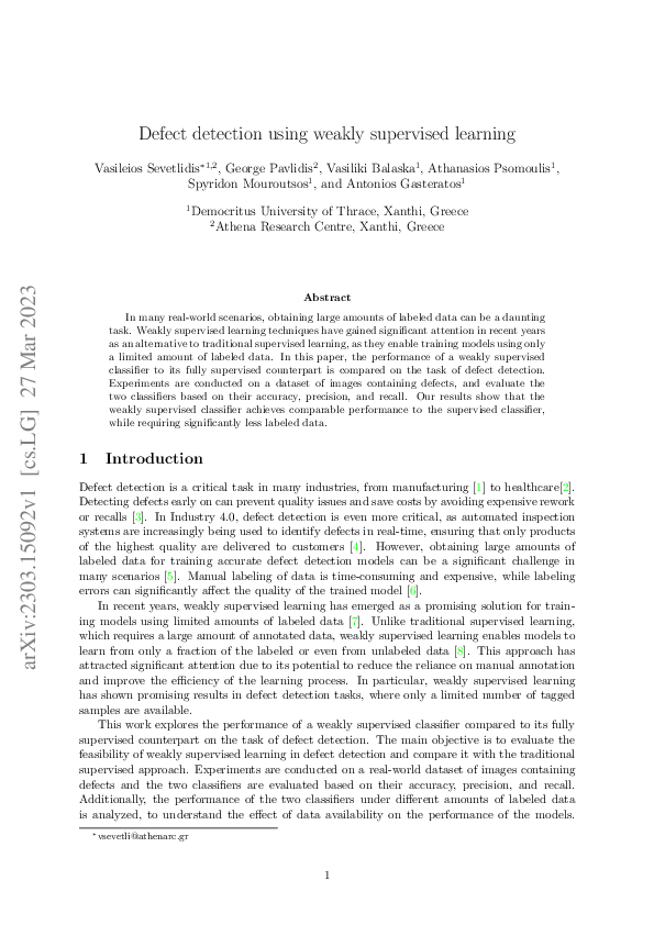 (PDF) Defect detection using weakly supervised learning
