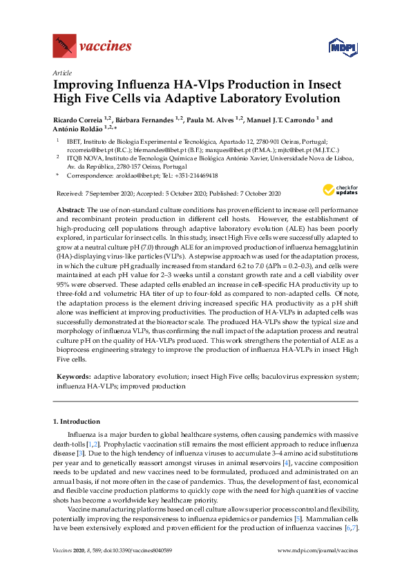 (PDF) Improving Influenza HA-Vlps Production in Insect High Five Cells ...