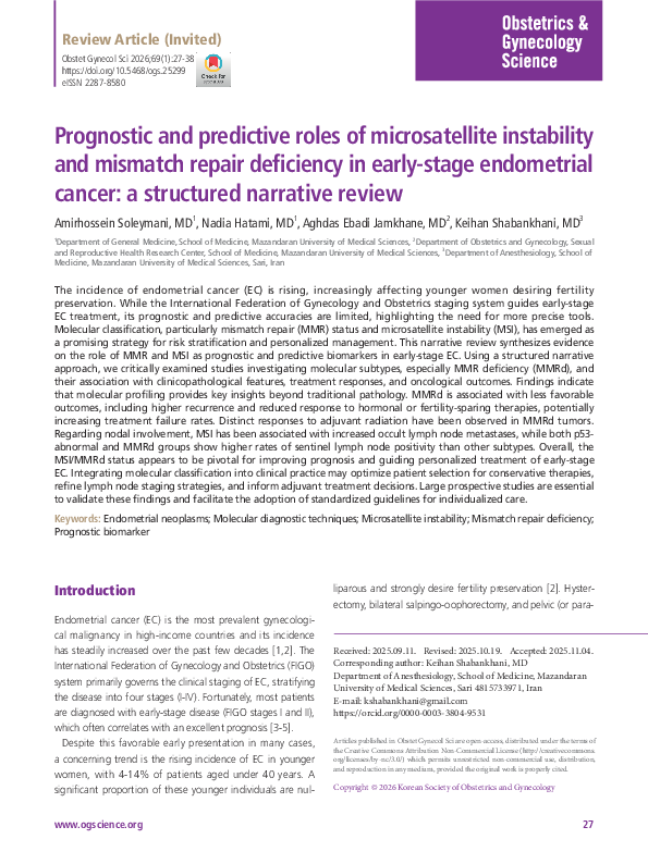 (PDF) Prognostic and predictive roles of microsatellite instability and ...
