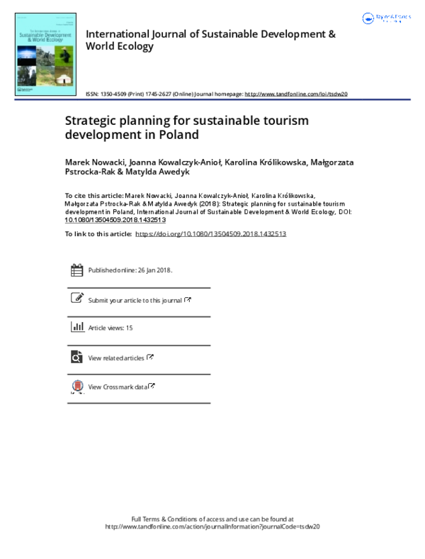 (PDF) Strategic planning for sustainable tourism development in Poland