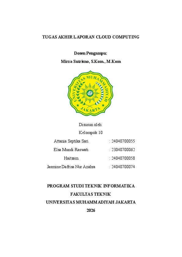 (PDF) TUGAS AKHIR LAPORAN CLOUD COMPUTING Dosen Pengampu
