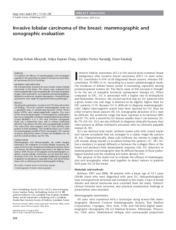 (PDF) Invasive lobular carcinoma of the breast: mammographic and ...