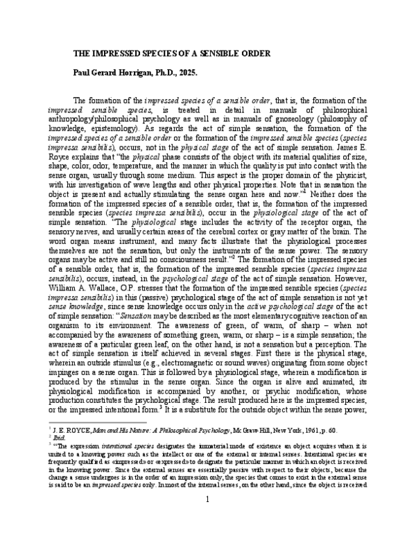 (PDF) The Impressed Species of a Sensible Order