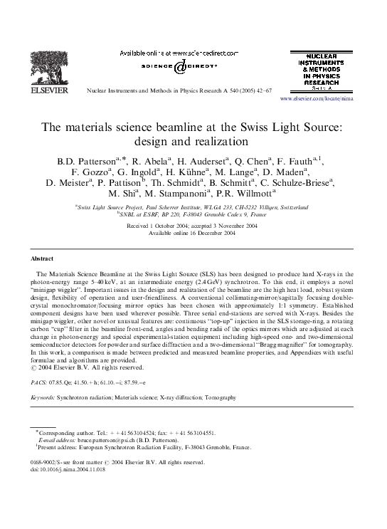 (PDF) The materials science beamline at the Swiss Light Source: design ...