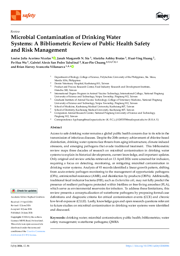 (PDF) Microbial Contamination of Drinking Water Systems: A Bibliometric ...