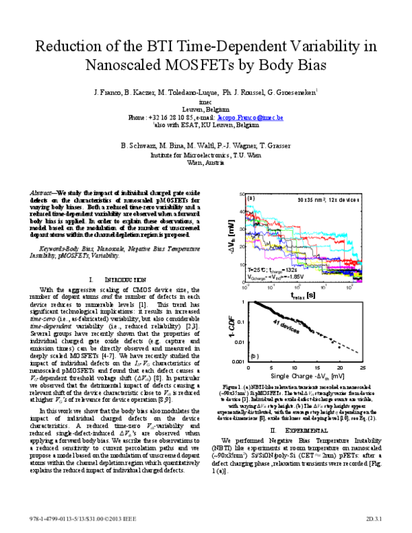 (PDF) Reduction of the BTI time-dependent variability in nanoscaled ...