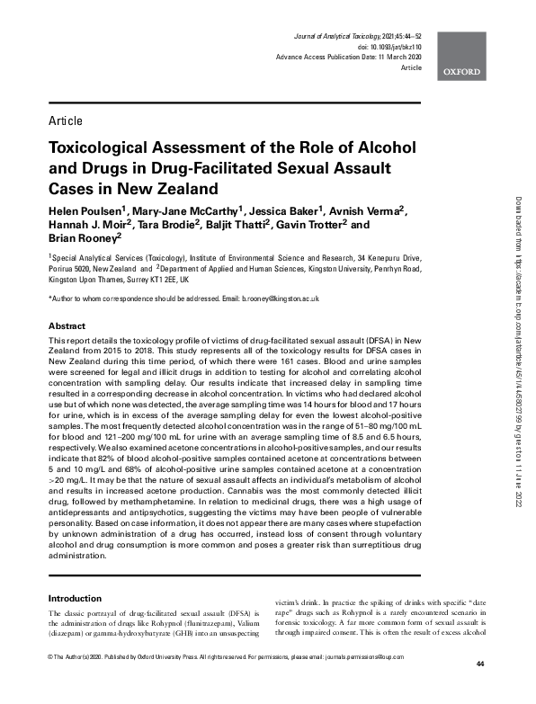 (PDF) Toxicological Assessment of the Role of Alcohol and Drugs in Drug ...