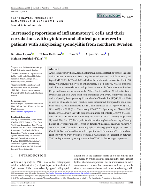 (PDF) Increased proportions of inflammatory T cells and their ...