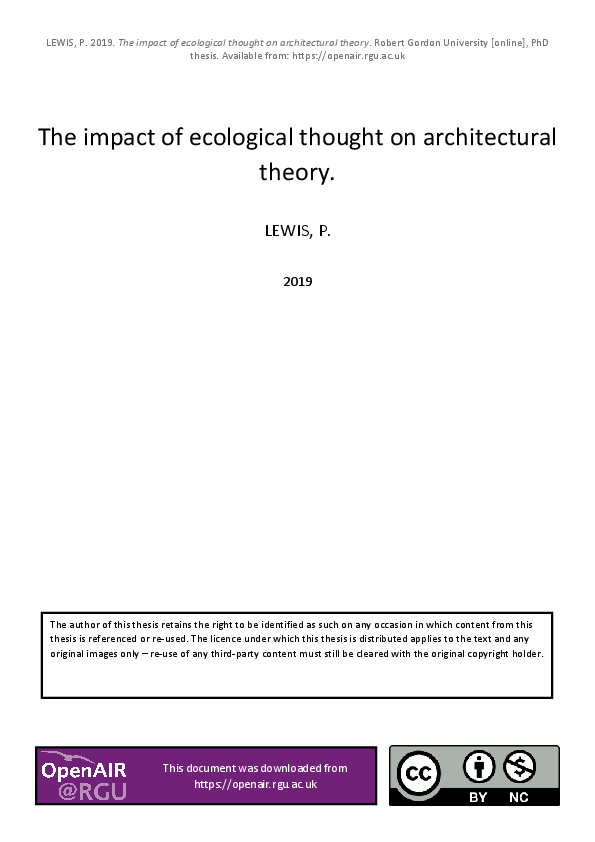 (PDF) The impact of ecological thought on architectural theory