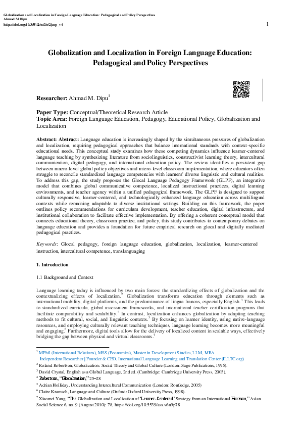 (PDF) Globalization and Localization in Foreign Language Education ...