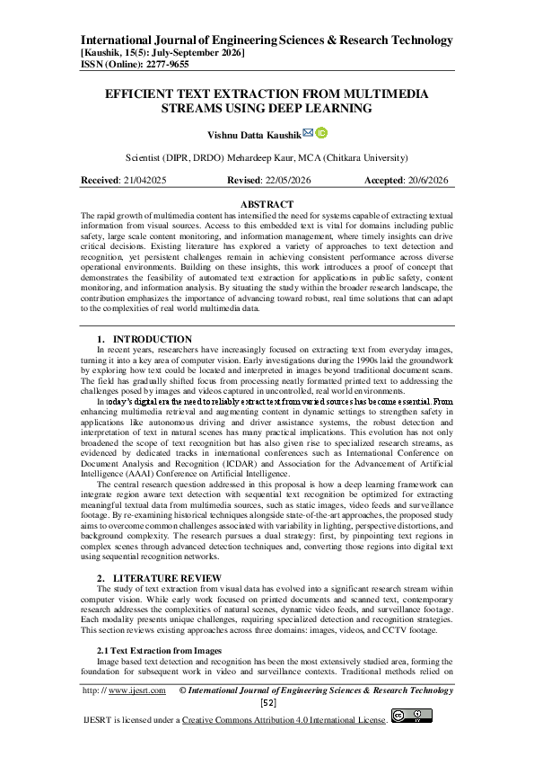 (PDF) EFFICIENT TEXT EXTRACTION FROM MULTIMEDIA STREAMS USING DEEP LEARNING