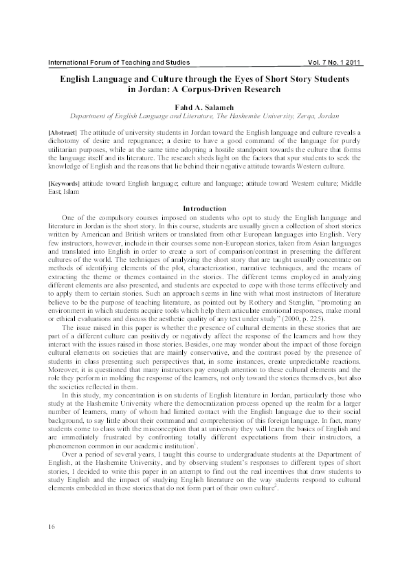 (PDF) Some Cultural problems in teaching English short-story to ...