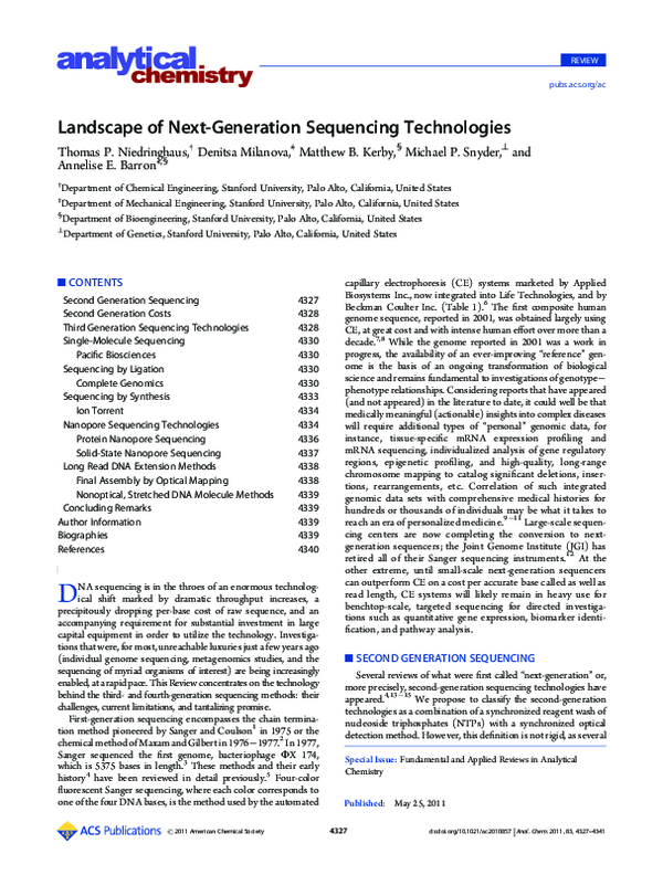 (PDF) Landscape Of Next Generation Sequencing Technologies