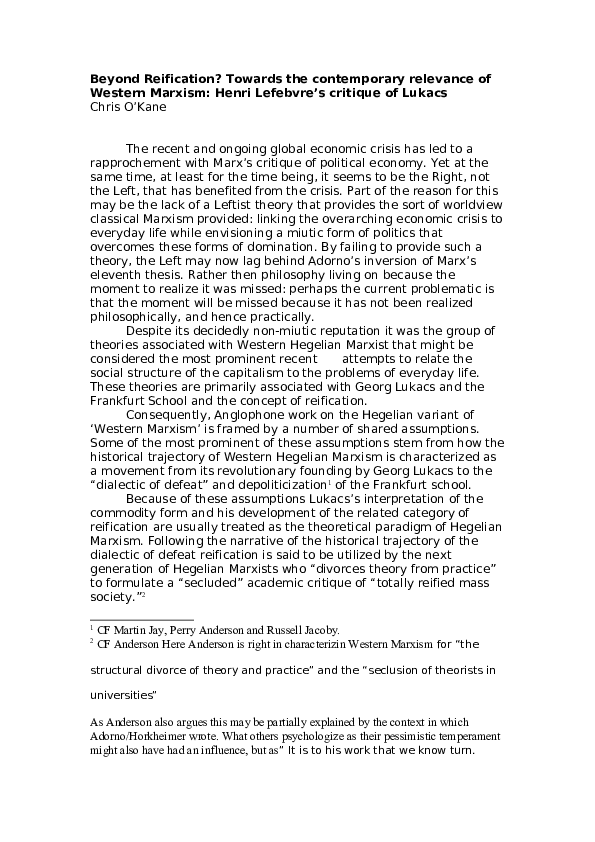 Henri lefebvre critique of everyday life summary image