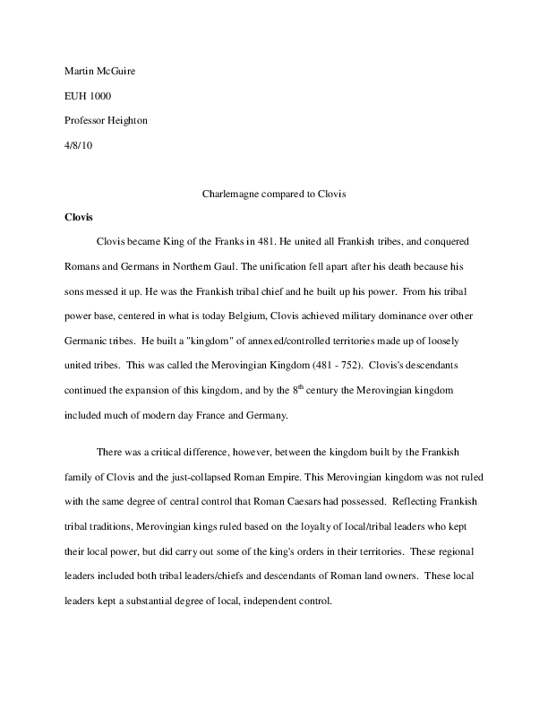 (DOC) Charlemagne compared to Clovis