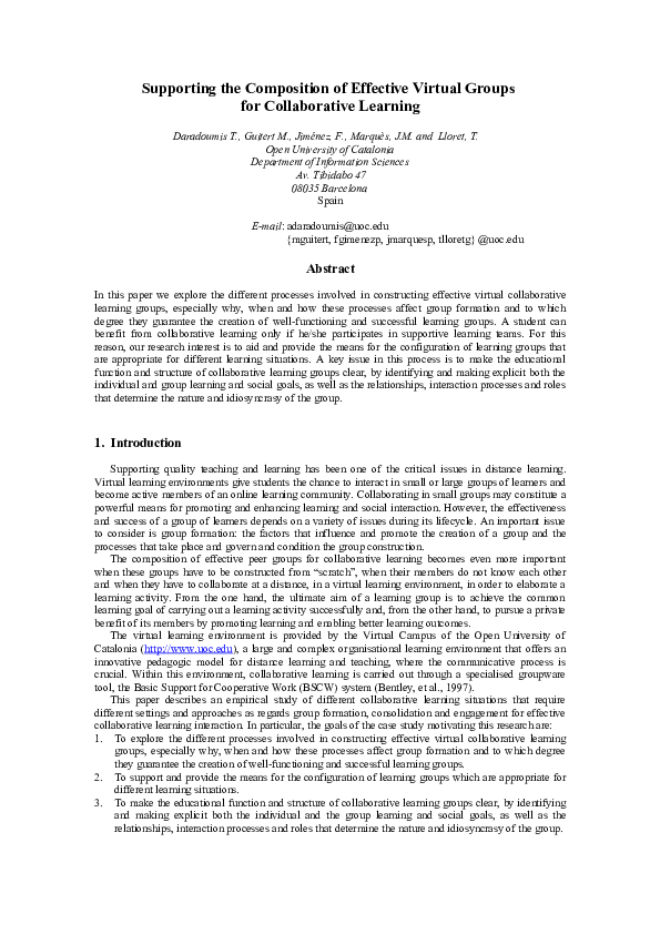 (DOC) Supporting the composition of effective virtual groups for ...