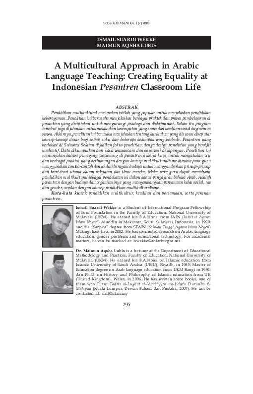 (PDF) A MULTICULTURAL APPROACH IN ARABIC LANGUAGE TEACHING: CREATING ...
