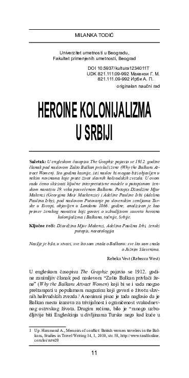 Pdf Heroines Of Colonialism In Serbia Milanka Todic Academia Edu