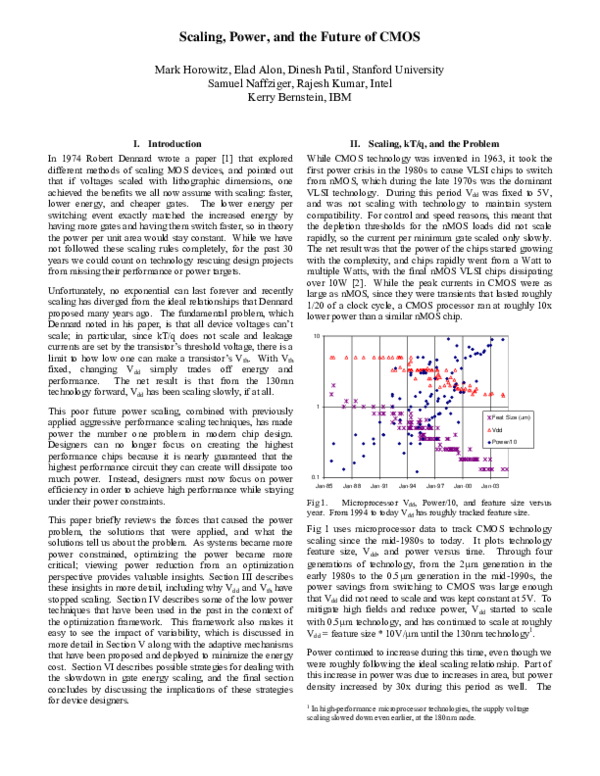 (PDF) Scaling, power, and the future of CMOS