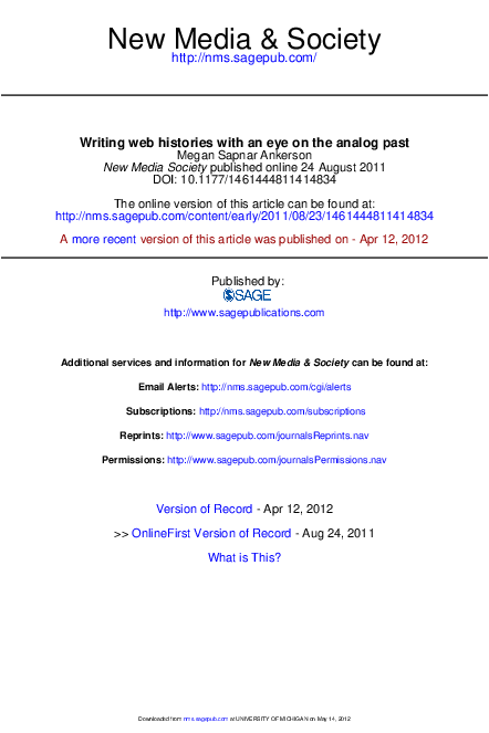 Writing web histories with an eye on the analog past