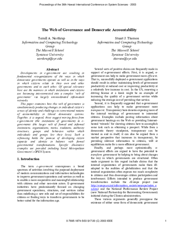 (PDF) The Web of Governance and Democratic Accountability