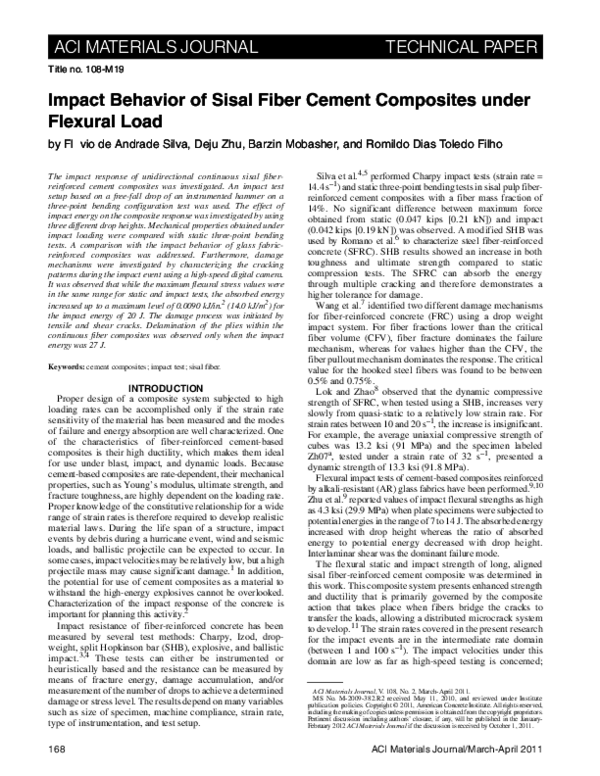 (PDF) Impact Behavior of Sisal Fiber Cement Composites under Flexural Load