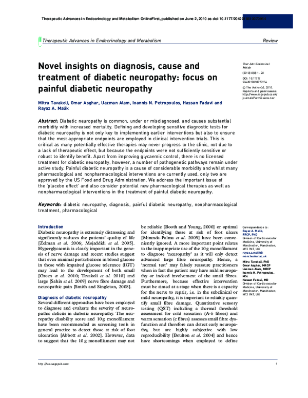(PDF) Novel Insights on Diagnosis, Cause and Treatment of Diabetic ...