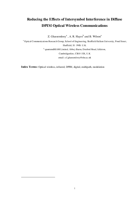 (PDF) Reducing the Effects of Intersymbol Interference In Diffuse DPIM ...